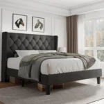 Queen Velvet Platform Bed Button Tufted Upholstered Frame Wooden Slats 8" Underbed Storage No Box Spring Noise Free Easy Assembl – Image 7