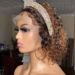 Short Human Hair Wig Highlight Pixie Cut Lace Front Human Hair Wigs For Black Women Perruque Cheveux Humain Cheap Glueless Wig – Image 2