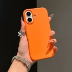 Original Liquid Silicone Orange Color Case For iPhone 17 Pro Max 17 16 15 14 13 12 11 ProMax mini Plus Non-Slip Bumper Cover – Image 2