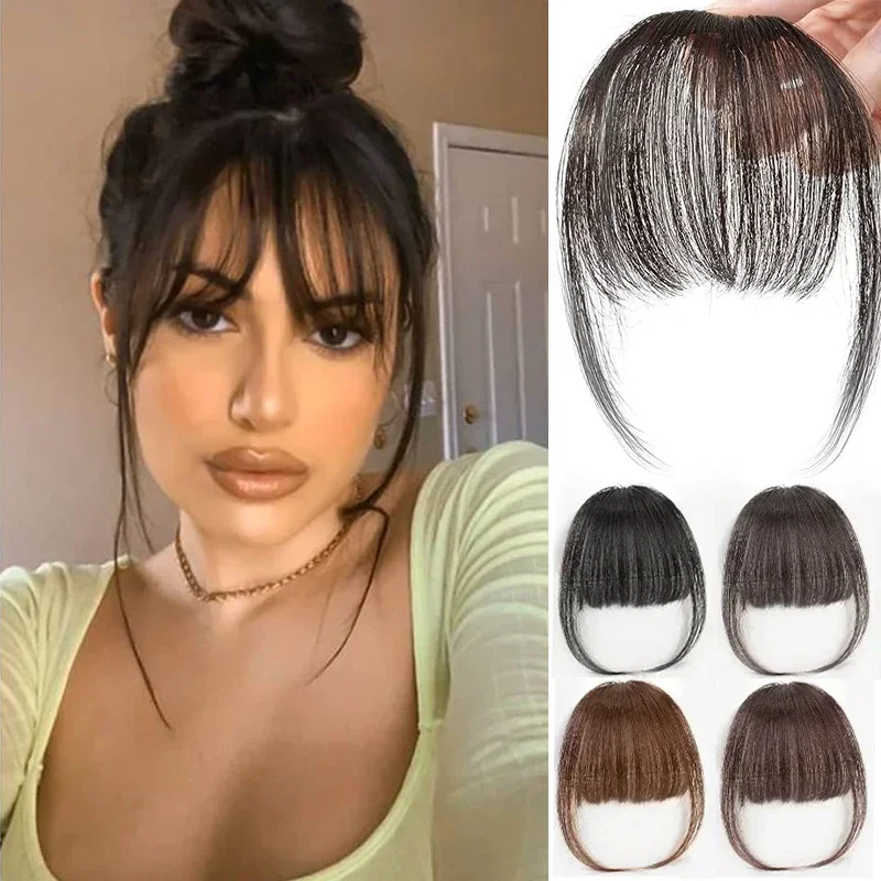 S6b05a10447c648c3b36fd7f111a9150aA.webp Fake Air Bangs Hair Clip-In Extension Synthetic Hair Fake Fringe Natural False Hairpiece Women Clip in Bangs Hair Styling Tools – Image 1