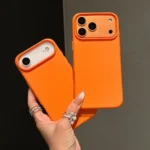 Original Liquid Silicone Orange Color Case For iPhone 17 Pro Max 17 16 15 14 13 12 11 ProMax mini Plus Non-Slip Bumper Cover – Image 3