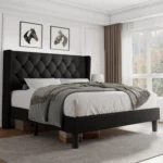 Queen Velvet Platform Bed Button Tufted Upholstered Frame Wooden Slats 8" Underbed Storage No Box Spring Noise Free Easy Assembl – Image 9