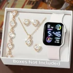6-piece set of fashion electronic watch necklace earrings ring set for teenagers boys and girls, the best choice for frien – Image 3