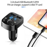 Car Fm Transmitter Bluetooth 5.0 Aux Handsfree Wireless Car Kit Dual Usb Car Charger Auto Radio Fm Modulator Mp3 Player Adapter – Image 5