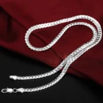 Hot 925 Sterling Silver 6mm Side Chain 16/18/20/22/24 Inch Necklace For Women Man Fashion Wedding Engagement Jewelry Gifts – Image 4