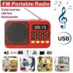 Bluetooth 5.0 Portable FM Radio Small Emergency Recargable Sound Box Mini Vintage Speaker Mp3 Player Support TF Card USB Drive – Image 2