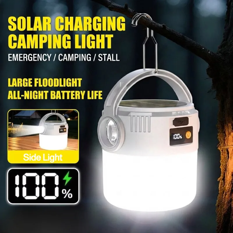 S21523af08488416182be35463fc04327q.webp Solar Camping Lantern USB Rechargeable Outdoor Portable Waterproof Emergency Light for Hiking Backpacking Tent Activities – Image 1