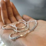 1pc Authentic S925 Sterling Silver Necklace 2mm Sparkling Collarbone, Sweater Chain, High Charm Jewelry Gift Women – Image 2