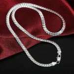 Hot 925 Sterling Silver 6mm Side Chain 16/18/20/22/24 Inch Necklace For Women Man Fashion Wedding Engagement Jewelry Gifts – Image 3