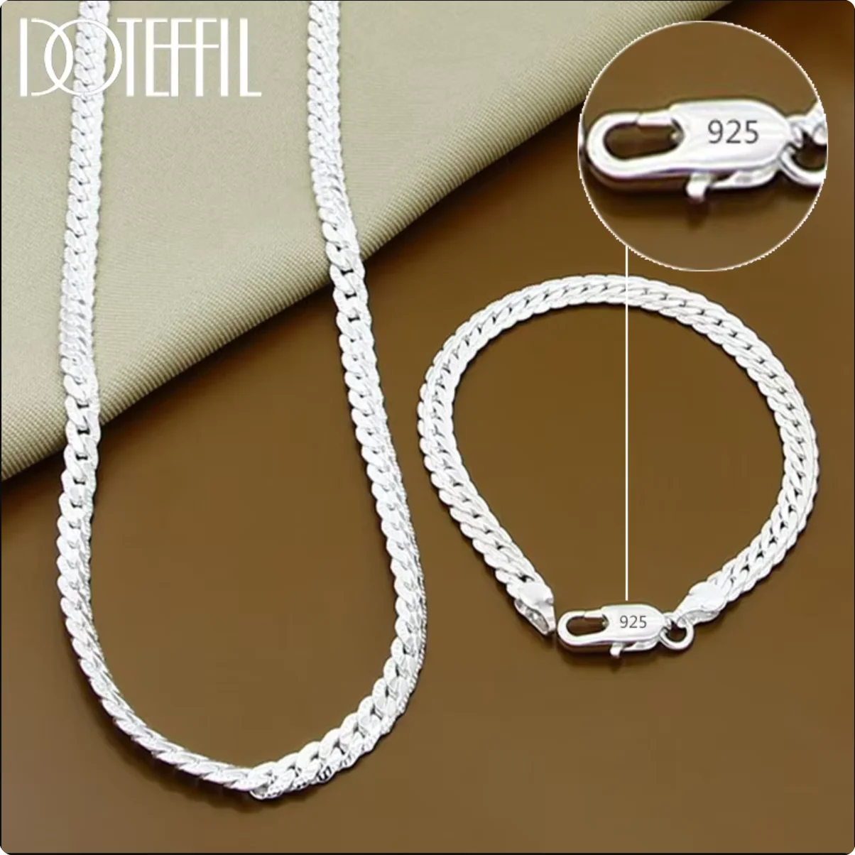 S2ecaf5dcd26c47208469e86be005c8fbS.webp Collier en argent 925, chaîne 6 mm, 40–60 cm, homme & femme, idéal mariage, fiançailles ou cadeau. – Image 1