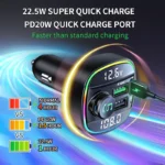 Bluetooth 5.0 FM Transmitter Handsfree Car Radio Modulator MP3 Player With 22.5W USB Super Quick Charge Adapter for Car – Image 2