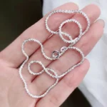 1pc Authentic S925 Sterling Silver Necklace 2mm Sparkling Collarbone, Sweater Chain, High Charm Jewelry Gift Women – Image 6