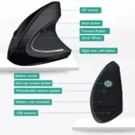 HOMEFISH Vertical Mouse Ergonomic 2.4GHz Wireless Optical Mice 3 Adjustable DPI 800/1200/1600 6 Buttons for Laptop PC Computer – Image 4