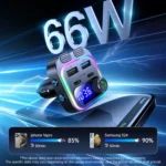 66W Fast Car Charger Bluetooth 5.4 FM Transmitter Wireless Radio Handsfree Calling Dual Mics & Deep Bass Car Charger Dual PD – Image 2