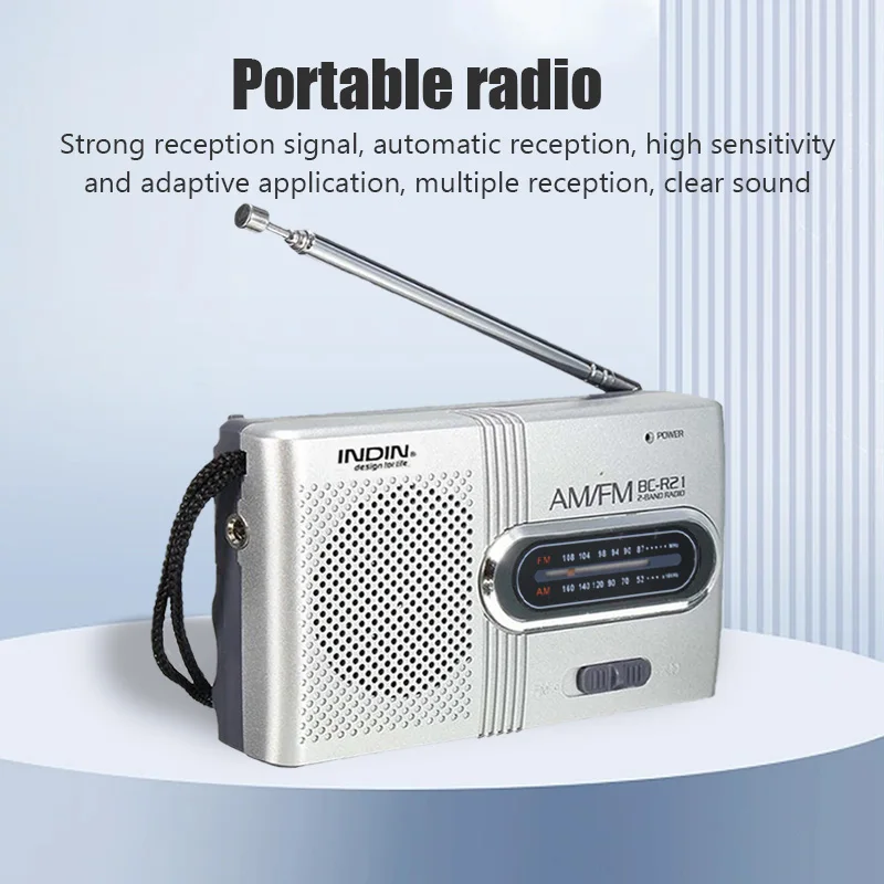 S7ec62e71cd994440bc9c04f7a5e38c88B.webp BC-R21 Portable AM FM Radio Receiver Player Built-in Speaker with a Standard 3.5MM Headphones Handheld Lightweight Ultra Thin – Image 1