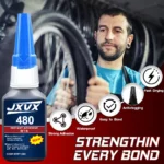 Black Super Glue 480, Fast-Drying Black Cyanoacrylate for Leather, Rubber, Tires and Plastic. High-Strength Liquid Glue, Crack Repair, Contact Mobile Phone Tablet Repair Adhesive – Image 2