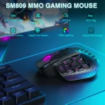 SOLAKAKA SM809 Pro Wireless MMO Gaming Mouse PAW3311 16 Side Buttons 24000 DPI RGB Honeycomb Programmable Macro Wireless Mouse – Image 2