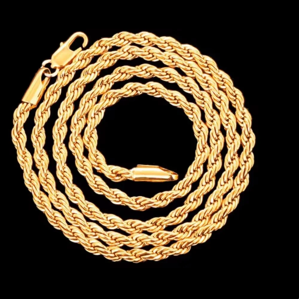 Sc58d584fd4634c0cb20442be240191942.webp 925 Silver Wholesale Noble 45-60cm 18K Gold 4mm Rope Chain Necklace for Women Man Fashion Wedding Charm Gift Jewelry 18-24Inch – Image 1