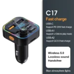 Bluetooth 5.0 FM Transmitter Handsfree Car Radio Modulator MP3 Player With 22.5W USB Super Quick Charge Adapter for Car – Image 11