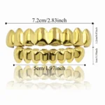 Glossy Finish Teeth Grillz Top Bottom Set Anti Slip Eco-friendly Copper Teeth Grillz Caps Gold Silver Teeth Jewelry Events – Image 5