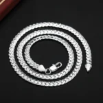 Hot 925 Sterling Silver 6mm Side Chain 16/18/20/22/24 Inch Necklace For Women Man Fashion Wedding Engagement Jewelry Gifts – Image 2