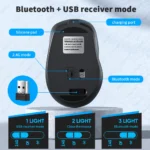 Portable Wireless Bluetooth Mouse Compact Ergonomic 2.4G USB Noiseless 1600DPI 500mAh Rechargeable for PC Tablet Laptop MacBook – Image 4