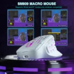 SOLAKAKA SM809 Pro Wireless MMO Gaming Mouse PAW3311 16 Side Buttons 24000 DPI RGB Honeycomb Programmable Macro Wireless Mouse – Image 3